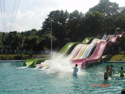 China Racer Water Slide 5 Line Open Flume Water Park Slide , Water Playground Equipment for sale