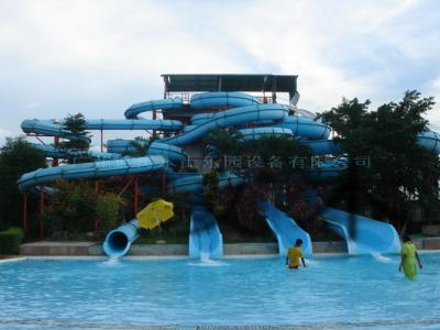 China Custom 4 Lines Open Spiral Slide Aquasplash Children Water Slides for sale