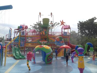 China Zero Depth Spray Park With Colourful Flooring For Children , Water Park Equipments For Water Treatment for sale