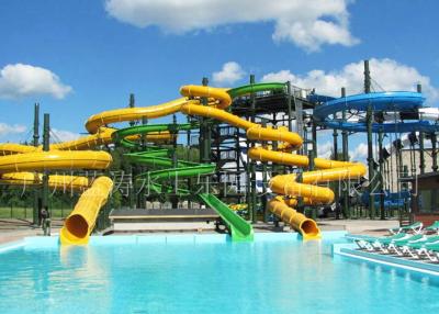 China Fiberglass Spiral Tube Water Slide With Closed Slide / Open Slide for sale