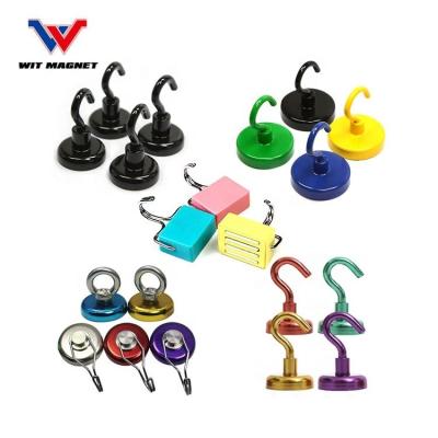 China Industrial SPIRIT Magnet Low Price Ferrite Pot Colorful Flat Hook Magnet White Powder Coated 40mm for sale