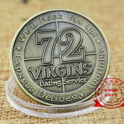 China Europe Folk Art Style Antique Bronze 72 Virgin USA Military Navy Coin for sale