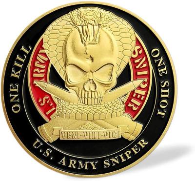 China United States Army Challenge Coin One Sniper Shot Kill Challenge Coin Sniper for sale