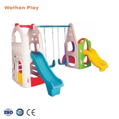 China Hot Selling Eco-friendly Raw Material Plastic Toy Baby Mini Slide With Swing Seats Kids Indoor Playground Garden Toys for sale