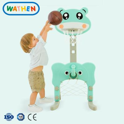 China 3-6 Years Hot Sale Cheap Animal Indoor Plastic Toy Football And Basketball Backboard Set for sale