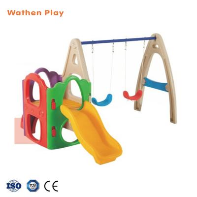 China Hot Sale Eco-friendly Raw Material Plastic Toy Baby Mini Slide With Swing Seats Kids Indoor Playground for sale