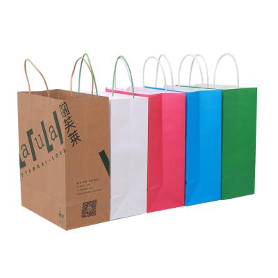 China Recycled Materials Recycled Custom Brown Kraft Paper Shopping Kraft Bags With Handles for sale