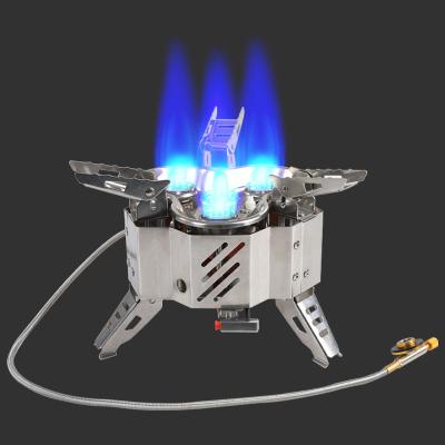 China Outer Eyes Equiment of HALIN 4 Gas Cooker High Power Camping Stove Heightening Foldable Stainless Cooking Stove Picnic Gas Stove with 4 Burners for sale