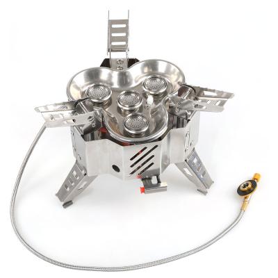 China Other HALIN Camping Picnic Split Stainless Steel Stove 4head Portable Folding Windproof Stove Sale High Power 15800w Hot Oven for sale