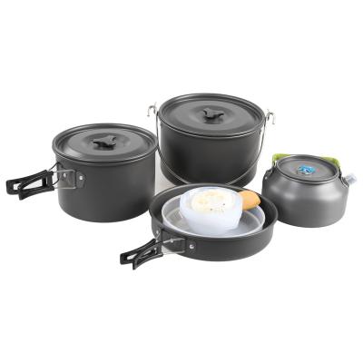 China OUTDOOR CAMPING CAMPING COOKWARE WITH 1.2L PORTABLE ALUMINUM TEAPOT DS-700 COOKWARE FOR 5-6PEOPLE CAMPING PARTY KITCHEN FACTORY SALES for sale