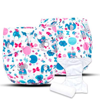 China Little Blue Elephant Cloth Diapers Digitally Printed Reusable Baby Diaper Cartoon Cloth Diapers for sale