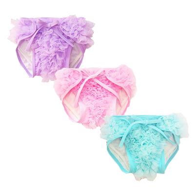 China Pink Mint Purple Lace Baby Diapers Embroidered Reusable Swimming Diaper Baby Swim Diapers For Girls for sale