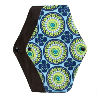 China Bamboo Cotton Sanitary Reusable Organic Washable Cloth Printed Menstrual Pads Charcoal For Adults for sale