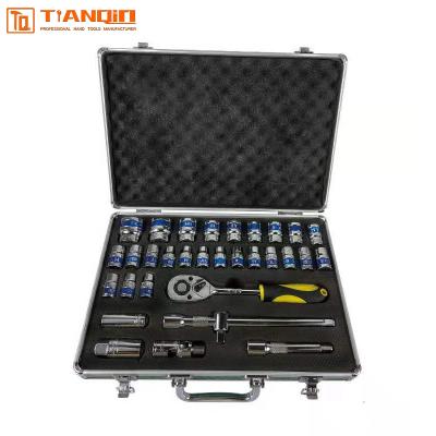 China Auto Repair 32 Pcs Aluminum Alloy Packing 1/2 Torque Socket Wrench Auto Repair Tool Kit for sale