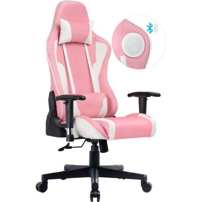 China Speakers (Height) Adjustable PC and Gaming Gaming Chair Packing with Speakers and High Back Leather Footrest Office Chair for sale