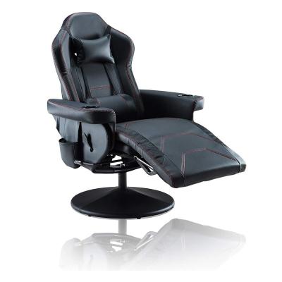 China (Size) New Adjustable Gaming Recliner Gaming Chair Office Chair with Footrest, Headrest, Lumbar Pillow, 2 Cup Holders, 2 Removable Side Pockets, Black for sale