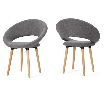 China New Design Contemporary Hot Sale Modern Luxury Fabric Dining Chairs Set 2 Dining Room Furniture With Solid Wood Legs for sale