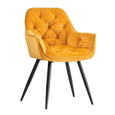 China Modern Design High Quality Furniture Tufted Comfortable Metal Legs Velvet Dining Chair For Dining Room for sale