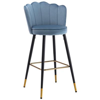 China Cooling Modern Kitchen Barstool Velvet Barstools With Back 30 31 Inch Decked Height Bar Dining Chair For Home Bar for sale