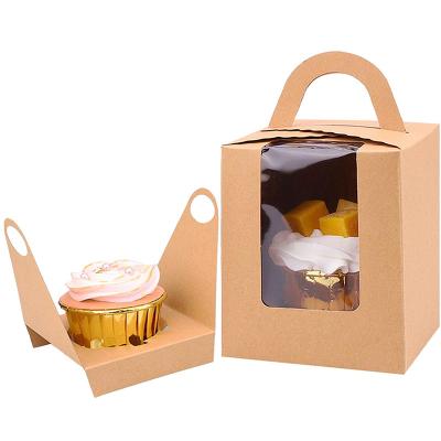 China Custom Printing Brown Cake Box Baking Wrapping Paper Logo Gift Box Pastry Packaging Professional Dessert Supplier Recyclable With Handle for sale