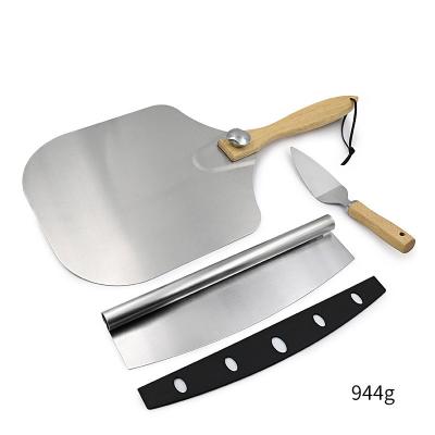 China Viable Household Pizza Baking Tool Kit Foldable Non Handle Pizza Shovel Aluminum Alloy Metal Stick Pizza Skin Paddle Cutter for sale