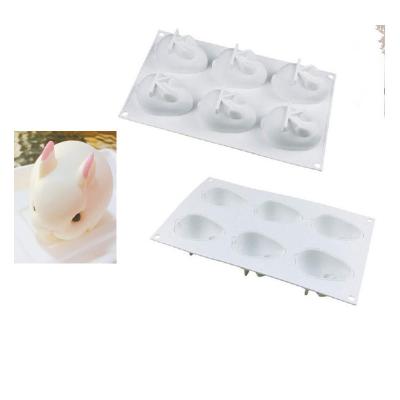 China Factory direct sale 3 d large rabbit viable cake practical mold 6 rabbit silicone dessert mold for sale