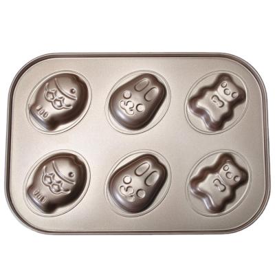 China Non-Stick Cake Mold Cake Mold 6 Cooks Biscuit Mold Carbon Steel Cake Sustainable Baking Gold Mold for sale