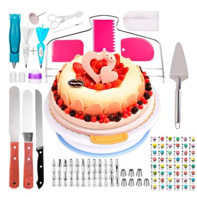 China Workable 124 Pieces Turntable Set Cake Decorating Nozzles DIY Pastry Icing Piping Nozzles With Storage Box for sale