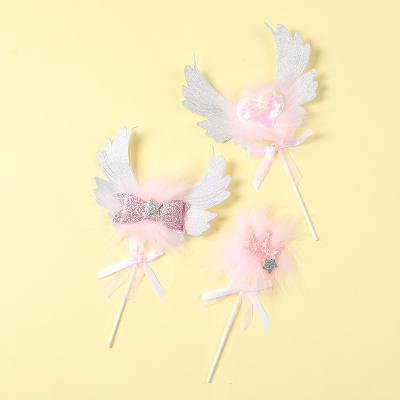 China Sustainable Cake Decoration Wings Insert Plug-in Card Birthday Cake Love Bow Cake Equipments Baking Tool for sale