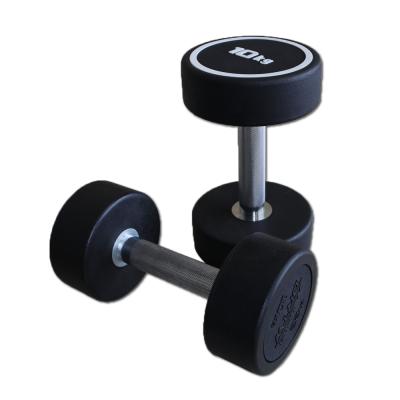 China Rubber Covered Dumbbell Weight Heavy Barbell Matal Handles Strength Training Home Gym Exercise Equipment Round Rubber Dumbbell for sale