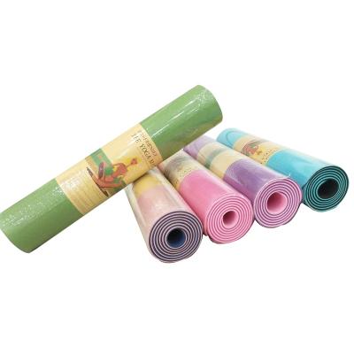 China Tape Fitness Double Layer Custom Logo Tape Yoga Mat Eco Friendly With Stance Line for sale