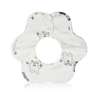 China China Factory Direct Selling Washable 8 Layers 360 Degree Rotating Round Petals Cotton Gauze Baby Muslin Pure Drool Bibs for sale