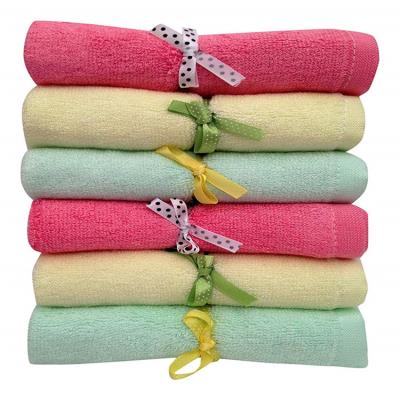 China Wholesale Viable Microfiber Bamboo Face Washcloth Baby Kids Washcloths Macaroon Color Simply for sale