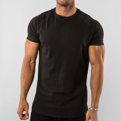 China Custom Anti-Wrinkle Spandex Cotton O-Neck Printed Slim Fit Solid Color Mens Gym T-Shirt for sale