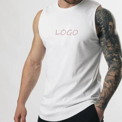 China Hot Selling Streetwear Fitness Gym Workout White Slick Tank Tops Simple Hot Custom Logo Men's Sleeveless Tank Tops for sale