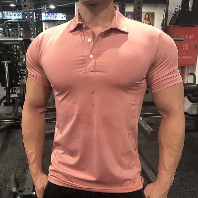 China Custom Made High Quality Anti Shrink Muscle Fit Gym Fitness Para Hombres Polyester Polo T Shirts for sale