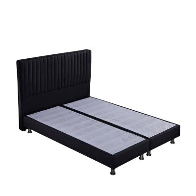 China Wholesale Minimalist Modern Hotel Bedroom Furniture Headboard Fabric Wooden Soft Bed for sale