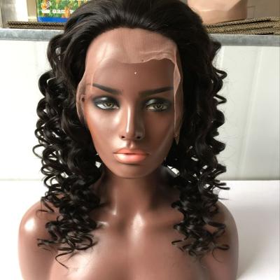 China Jerry Curl Premium Quality 100% Quality Peruvian Loose Curl Jerry Lace Frontal Wig 13x4inch for sale