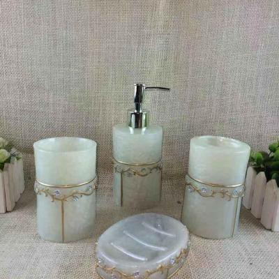 China 2020 Sustainable Luxury High Quality Resin Bathroom Accessories Set Modern Polyresin Bath Set for sale