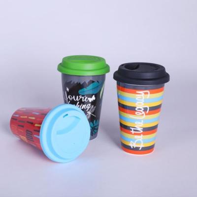 China 2021 Sustainable New Porcelain Double Wall Coffee Mug With Silicone Cover for sale