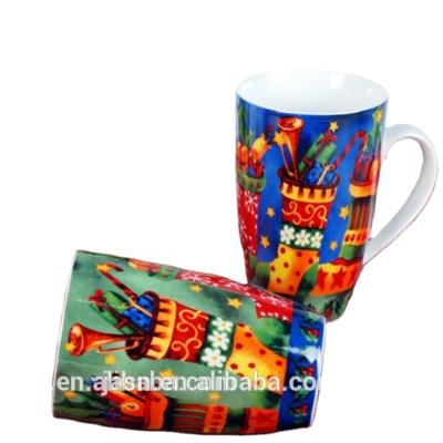 China Sustainable Christmas Hot Sales Porcelain Mug Custom Printed Ceramic Mug for sale