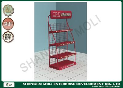 China Wire metal stands supermarket shelves for oil lubricant cans bottles four tiers metal displays for sale