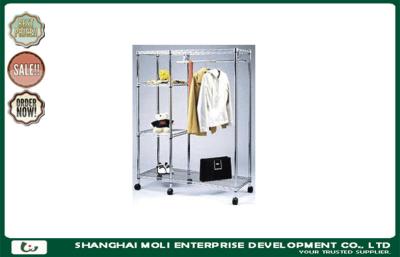 China Household Shelf Storage Unit metal display rack stand on wheels for clothing for sale