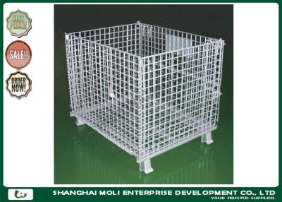 China Zinc plating Wire Storage Containers heavy duty rigid rolling collapsible wire cage for sale