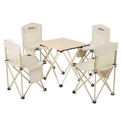 China Easy-carrying New carbon steel Oxford cloth family camping multi-party camping table and chair set for sale