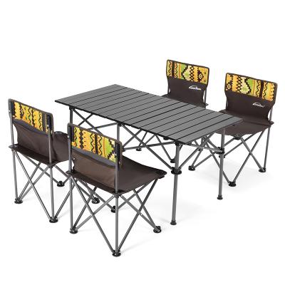 China Easy-carrying New Family Camping Table and Chair Set 4 Aluminum Chairs and 1 Carbon Steel Oxford Cloth Table for Parks and Outdoor Use for sale