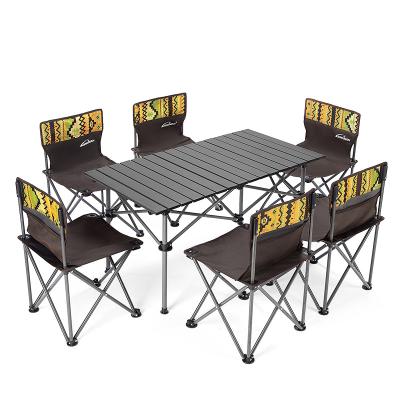 China Easy-carrying New carbon steel Oxford cloth family camping multi-party camping table and chair set for sale