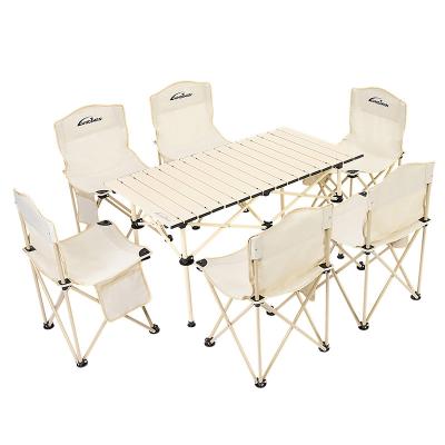 China Easy-carrying New carbon steel Oxford cloth family camping multi-party camping table and chair set Aluminium alloy for sale