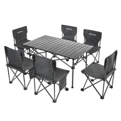 China Easy-carrying New carbon steel Oxford cloth family camping multi-party camping table and chair set Black for sale