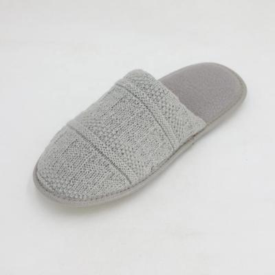 China 2019 Indoor House Winter Gray Woolen Warm Men's Knitted Slippers for sale